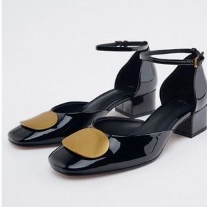 Zara EMBELLISHED BLOCK HEEL SHOES